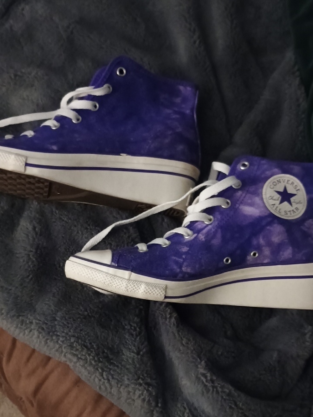 Converse High-Top Sneakers in Deep Purple with White Trim